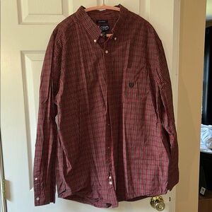 Chaps Red Casual Button Down Shirt